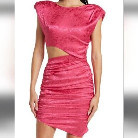 RONNY KOBO Kyle AsymetricalCutout Ruched Sleeveless Dress in Pink. Small NWT - Picture 10 of 10